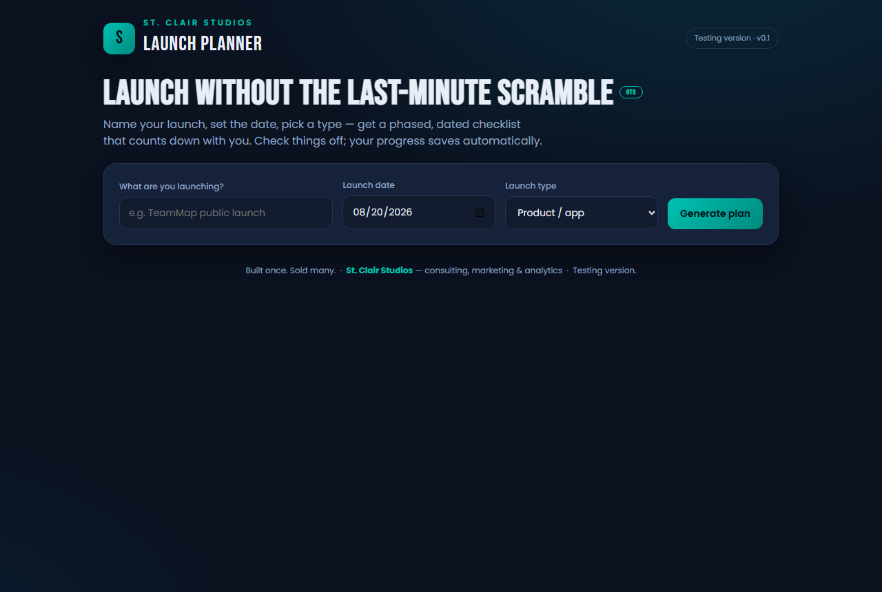 Screenshot of the Launch Planner tool