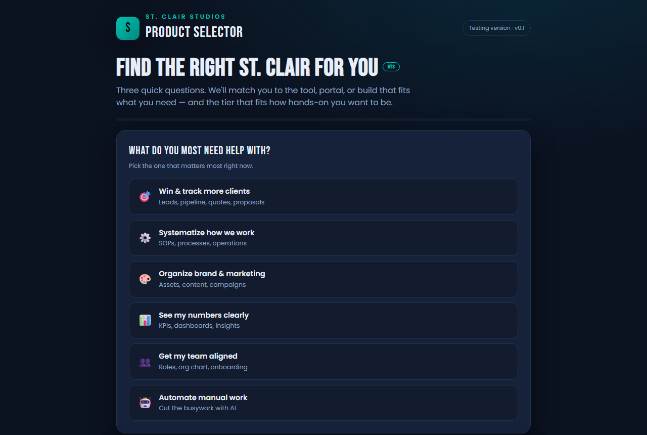Screenshot of the Product Selector tool