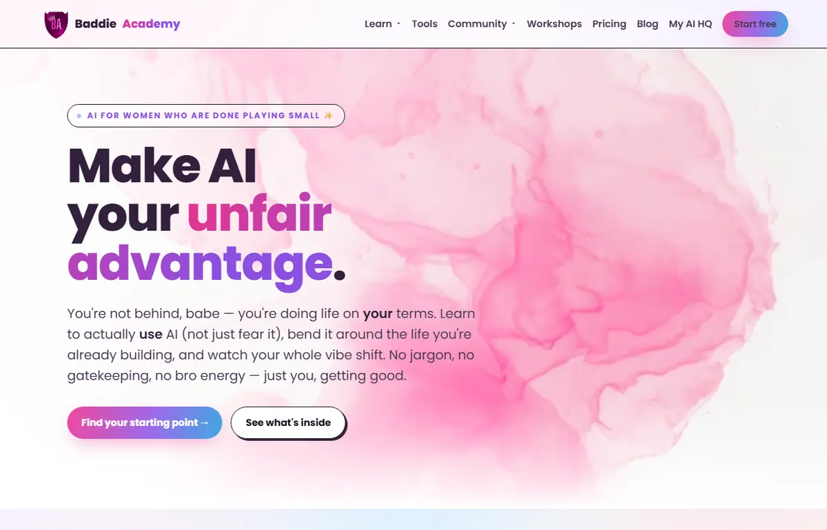 Baddie Academy homepage — built by St. Clair Studios