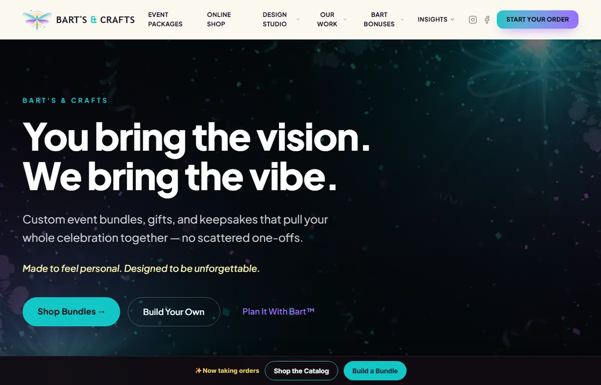 Bart's & Crafts homepage — built by St. Clair Studios
