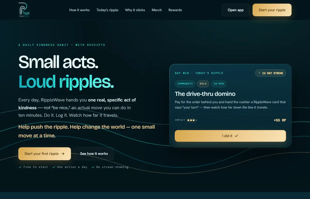 RippleWave landing — built by St. Clair Studios
